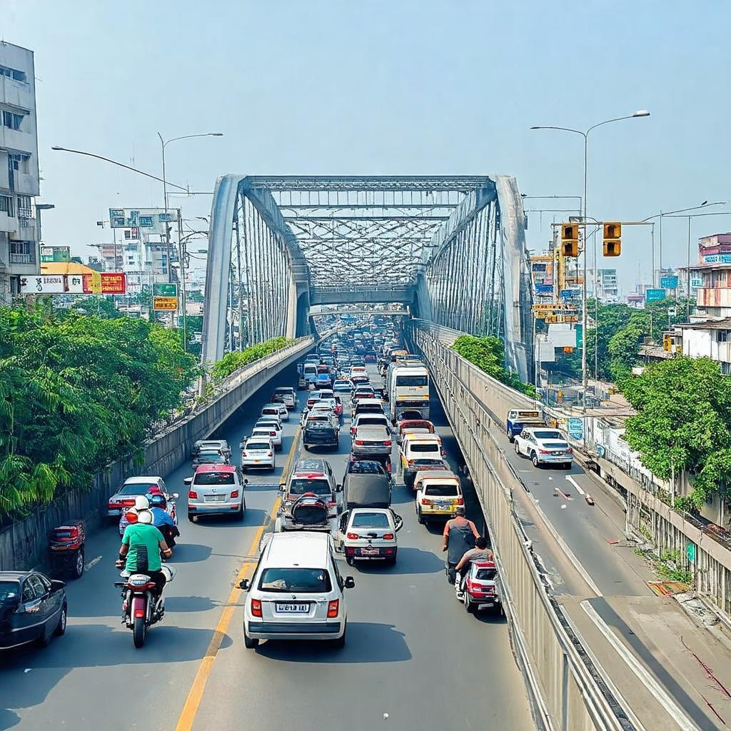 Cau vuot Tan Thoi Hiep tai nga tu Tô Ký – Lê Văn Khương voi luong giao thong qua lai dong duc.